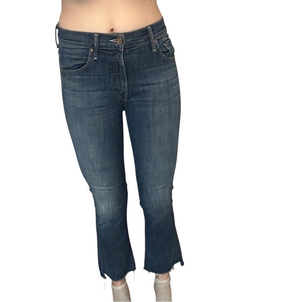Mother Denim Jeans the Insider Crop Step Fray Blue Not Rough Enough Size 25
